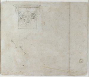 建築の詳細とグロテスクなマスクの研究、c1490-1560 作： Michelangelo Buonarroti