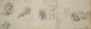 眠っている使徒と他の人物の研究、16世紀 作： Michelangelo Buonarroti