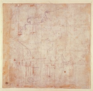 頭の研究、1525-26（紙に黒いチョーク）（verso）（直訳は191779を参照） 作： Michelangelo Buonarroti