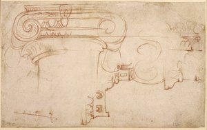 イオンの首都の研究（紙に赤いチョーク）（直腸） 作： Michelangelo Buonarroti