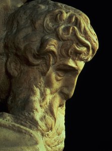 ミケランジェロブオナローティによる勝利の天才1475-1564未完成の頭の詳細、1527-28大理石52671を参照