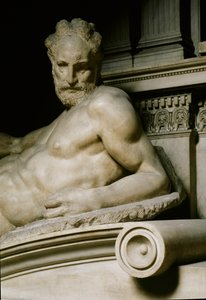 黄昏のアレゴリー。メディチ家のローラン2世の墓。大理石彫刻 1531 作： Michelangelo Buonarroti