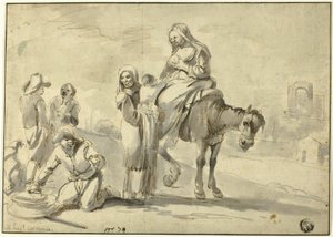 栄養補給のために休息する旅人たち 作： Michelangelo Cerquozzi