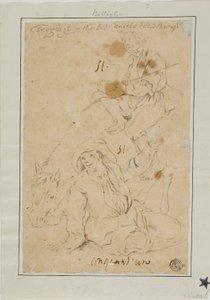 ロバを連れた二人の農民 作： Michelangelo Cerquozzi