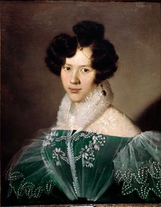 若い女性の肖像。ミケランジェロ・グリゴレッティ（1801-70）の絵画。ローマ、Galleria d