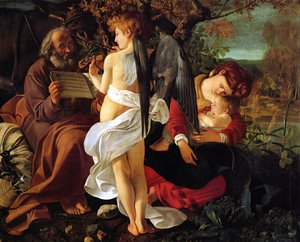 エジプトへのフライトで休む1597 作： Michelangelo Merisi Caravaggio