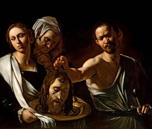 サロメが洗礼者ヨハネの頭を授与される、1607-10（キャンバスに油彩とテンペラ） 作： Michelangelo Merisi Caravaggio