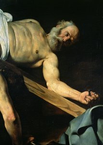 聖ペテロのはりつけ、聖ペテロの詳細、1600-01 作： Michelangelo Merisi Caravaggio
