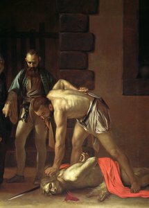 洗礼者聖ヨハネの斬首、127654のキャンバスのディテールに油彩1608 作： Michelangelo Merisi Caravaggio