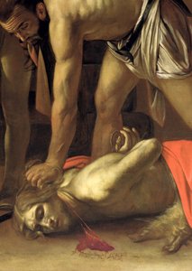 洗礼者聖ヨハネの斬首、127654のキャンバスのディテールに油彩1608 作： Michelangelo Merisi Caravaggio