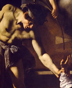 聖マタイの殉教、詳細、1599-1600 作： Michelangelo Merisi Caravaggio