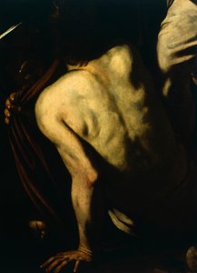 裸体に服を着せる」（「慈悲の聖母」または「慈悲の七つの行為」より）1606-07年頃（油彩・キャンバス