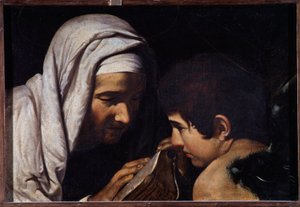 聖フランチェスカ・ロマーナと天使（絵画 作： Michelangelo Merisi da Caravaggio