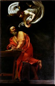 聖マチューと天使（絵画 作： Michelangelo Merisi da Caravaggio