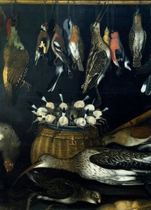 ハートフォード・スティルライフの巨匠による「鳥のいる静物」（油彩・キャンバス）（624934のディテール） 作： Michelangelo Merisi da Caravaggio