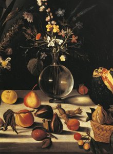 ハートフォード静物画の巨匠による花と果実のある静物画 1600年頃～10年頃（油彩・キャンバス）（507174の詳細 作： Michelangelo Merisi da Caravaggio