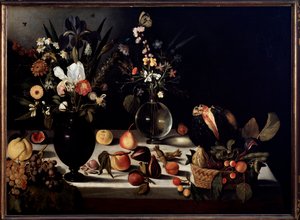 花と果物のある静物カラヴァッジョディットルカラヴァッジョに起因する絵画