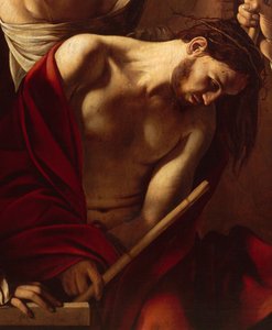 いばらの冠（詳細）、1603年頃（キャンバスに油彩） 作： Michelangelo Merisi da Caravaggio