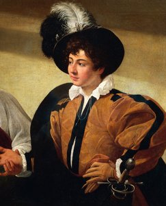 占い師」細部、1596-97年頃（油彩・キャンバス 作： Michelangelo Merisi da Caravaggio