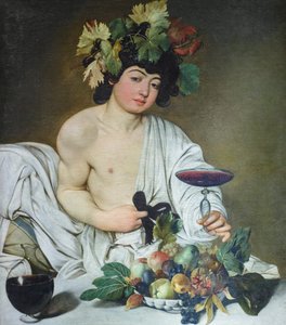 若いバッカス、1596年頃（キャンバスに油彩） 作： Michelangelo Merisi da Caravaggio