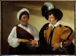 占い師 ミケランジェロ・メリージ・ダ・カラヴァッジオ「ル・カラヴァッジオ」の絵画（1571年頃～1610年） 日：0,99x1,31m 作： Michelangelo Merisi da Caravaggio