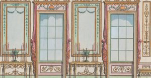 窓とピアガラスを備えたインテリア装飾壁、no。 267-273...、1784 年 2 月 27 日。 作： Michelangelo Pergolesi