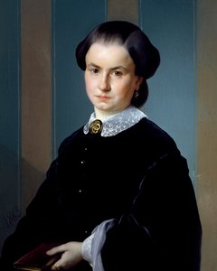 本を持つ女性の肖像、ミケランジェロ・ピッタトーレ (1825-1903) 作、キャンバスに油彩、71x56 cm。 作： Michelangelo Pittatore