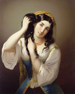 彼女の髪と遊ぶシチリア 作： Michele Cusa