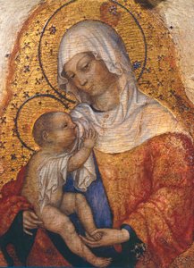 マドンナと子供、ミケーレ・ジャンボノ作（1420-1462年活動）、43x29 cm 作： Michele Giambono