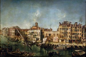 フォンダメンタデルビン、1736-1737年からの大運河の眺め。 作： Michele Marieschi