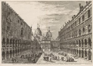 ヴェネツィアの景色：ドゥカーレ宮殿の中庭、1741年。 作： Michele Marieschi