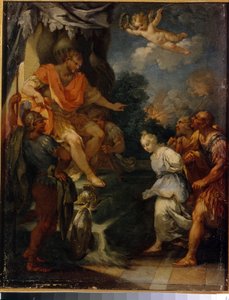 総領事の前の殉教者。 （ローマ帝国におけるキリスト教徒の迫害）。 ミケーレ・ロッカ (1670 年頃 - 1751 年頃) の絵画、キャンバスに油彩。 イタリア美術 (パルマ)、17 世紀後半から 18 世紀、バロック美術。 ラトビア共和国国立外国美術館、リガ (Lett