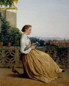 テラスで読書 1875年頃 油彩・カンヴァス 作： Michele Tedesco