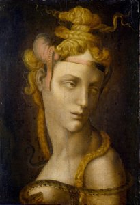 クレオパトル・パー・トシーニ、ミケーレ、サークル（1503-1577）。キャンバスに油彩、サイズ：37x25,7、ミラノのポルディ・ペッツォーリ美術館蔵 作： Michele di Ridolfo Tosini