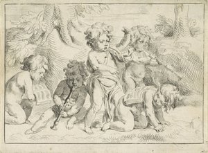 音楽を作る5人の子供たち 作： Michiel Frans van der Voort
