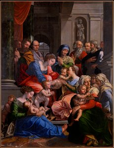 "La sainte Parente" (聖なる親族関係) Peinture de Michael Coxcie (Michiel Coxien) (De Coxien, De Coxcie, Coxius, Van Coxcie et Coxie) (1499-1592) 1540 木に油彩 Dim 245x191 cm Abbaye Kremsmuenster Autriche 作： Michiel I Coxie or Coxcie