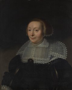 レースの襟を持つ女性の肖像、ca。 1632-35。 作： Michiel Jansz van Mierevelt