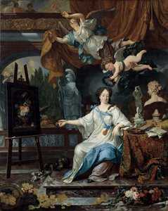 レイチェル・ルイシュ（1664-1750）と思われる女性の寓意画 作： ミシエル・ファン・マッシャー