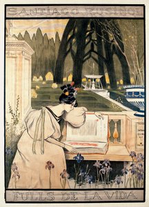 Santiago Rusinol y (i) Prats (1861-1931) による詩を散文で描いたリトグラフ シリーズ「The pages of life」のポスター発表 作： Miguel Utrillo