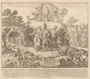 「チネア」祭のためのアイネイアスとキュメアのシビル 作： Miguel de Sorellò after Francisco Preciado
