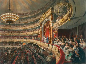 ボリショイ劇場の講堂、モスクワ、ロシア、1856。 作： Mihaly von Zichy