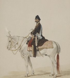 ナセルアルディンシャーカジャールの乗馬の肖像1831-1896、1873 作： Mihaly von Zichy