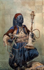 "Portrait de nubien a la pipe a eau" Mihaly Zichy (1827-1906) Aquarelle de Mihaly Zichy (1862) Dim 49,5x31 cm Private Collection