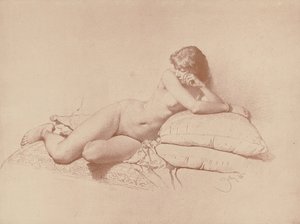 リクライニング女性ヌードの研究、1885 作： Mihaly von Zichy