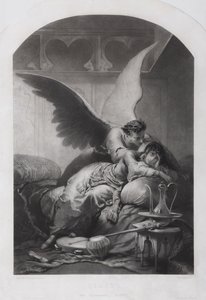 タマラと悪魔。ミハイル・レルモントフ、c。 1880 作： Mihaly von Zichy