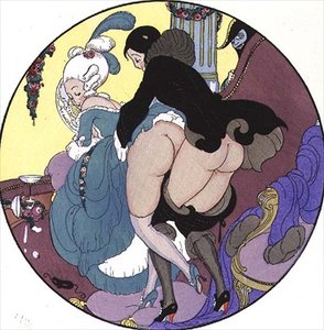 弟子を襲う教師、『エロスの快楽』よりプレート26。1901年、ライプツィヒにて（グラビア） 作： Mihaly von Zichy