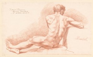 後ろから見た裸の男性の着席 (3等賞 1784年) 作： Mijnderd Doornbosch