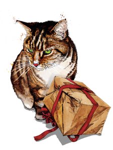 2020年白地に誕生日の猫 作： Mike Davis
