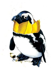 2020年白地にクリスマスペンギン 作： Mike Davis