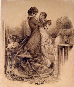 Anna Karenina avec son fils - レオン・トルストイの小説「アンナ・カレーニナ」の挿絵 作： Mikhail Aleksandrovich Vrubel